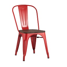 Барный стул Tolix красный глянцевый + темное дерево YD-H440B-W LG-03