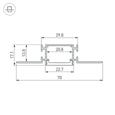 Профиль встраиваемый Arlight Fantom-Bent-W23-Side-2000 Anod 040331(1) 1