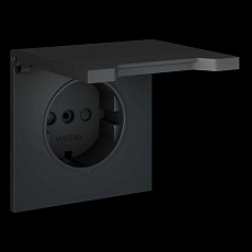 Накладка для розетки с заземлением защитными шторками и крышкой S70 (графит) Voltum VLS000807