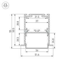 Профиль встраиваемый Arlight SL-Linia52-3L-F-2000 Anod 044682 3