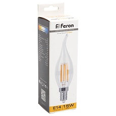 Лампа светодиодная Feron E14 15W 2700K Свеча на ветру Матовая 38261 1