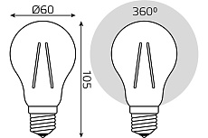 Лампа светодиодная филаментная Gauss E27 18W 4100K прозрачная 102902218 1