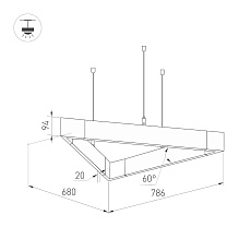 Подвесной светодиодный светильник Arlight ALT-LINEAIR-TRIANGLE-FLAT-UPDOWN-DIM-785-85W Warm3000 035703 1