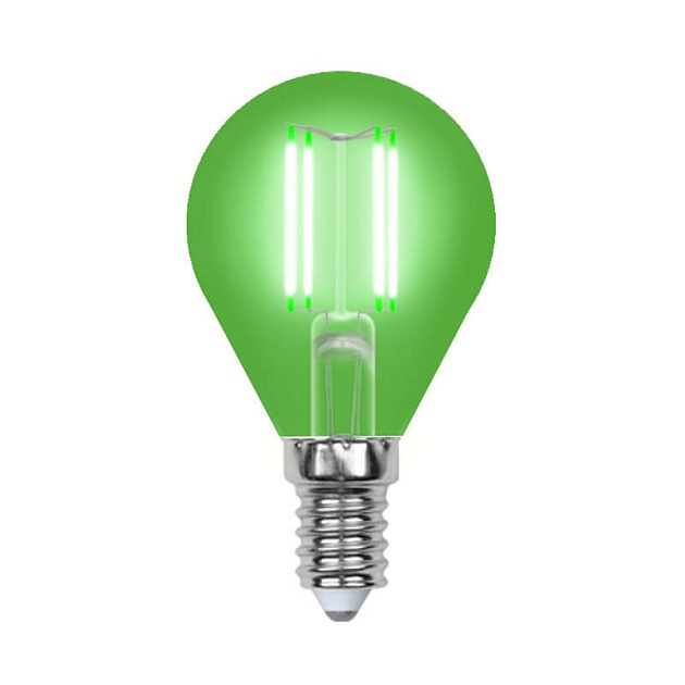 Лампа светодиодная филаментная Uniel E14 5W зеленая LED-G45-5W/GREEN/E14 GLA02GR UL-00002987 фото 
