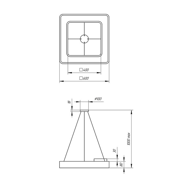 Подвесной светодиодный cветильник Geometria ЭРА Quadro SPO-161-W-40K-060 60Вт 4000К белый Б0050582 фото 4