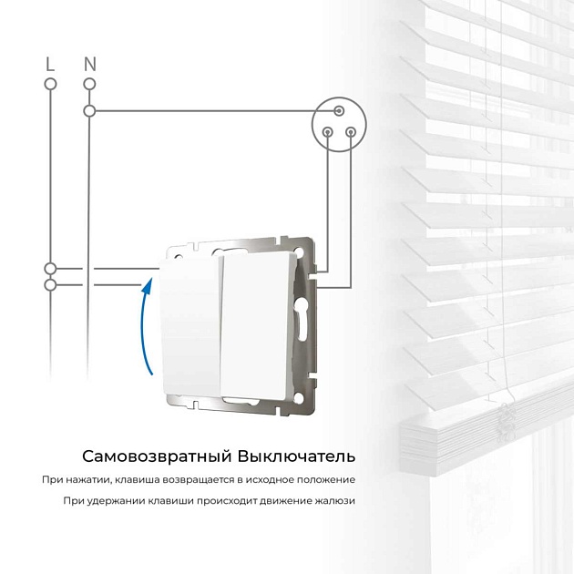 Выключатель двухклавишный с самовозвратом Werkel белый W1122401 4690389192319 Фото № 3