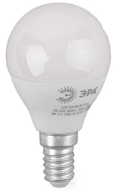 Лампа светодиодная ЭРА E14 8W 2700K матовая LED P45-8W-827-E14 R Б0050697 фото 4