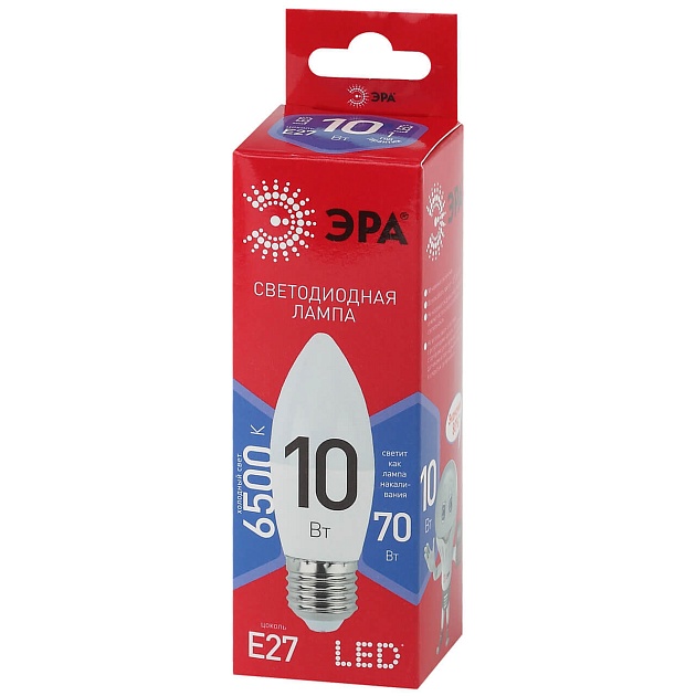 Лампа светодиодная ЭРА E27 10W 6500K матовая B35-10W-865-E27 R Б0045338 фото 4