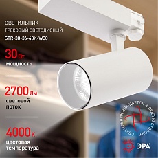 Трековый светодиодный светильник ЭРА SТR-30-36-40K-W30 Б0049754 5