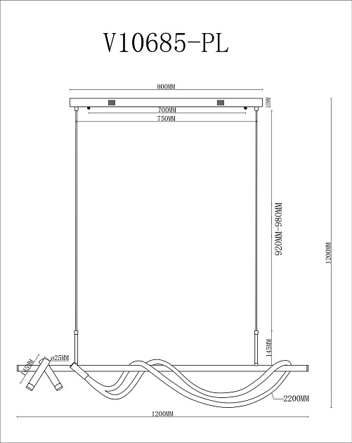 Подвесной светодиодный светильник Moderli True V10685-PL Фото № 2