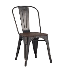 Барный стул Tolix черный/патина золото + темное дерево YD-H440B-W MS-01-1
