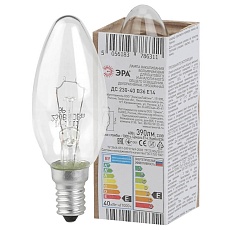 Лампа накаливания ЭРА E14 40W 2700K прозрачная ДС 40-230-Е14 (гофра) Б0039125 1