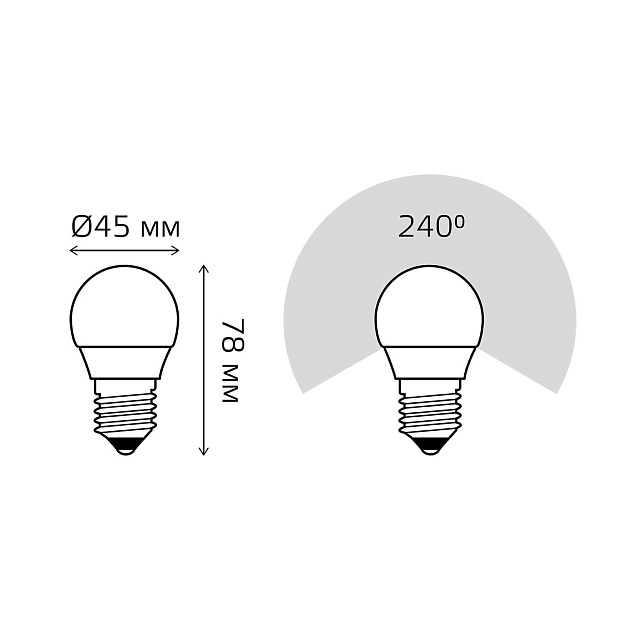 Лампа светодиодная Gauss E27 6W 6500K матовая 53236 фото 2