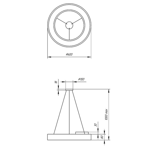 Подвесной светодиодный cветильник Geometria ЭРА Ring SPO-133-B-40K-045 45Вт 4000К черный Б0050563 фото 2