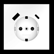 Накладка для розетки с заземлением и защитными шторками с USB A+C S70 (белый матовый) Voltum VLS001002 1