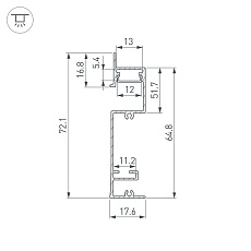 Профиль встраиваемый Arlight Plintus-H73-F-2000 Black 043480 1