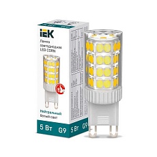Лампа светодиодная IEK G9 5W 4000K прозрачная LLE-CORN-5-230-40-G9