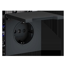 Розетка встраиваемая Voltum S70 с заземлением, защитными шторками и крышкой 16А, (графит) VLS040307 2