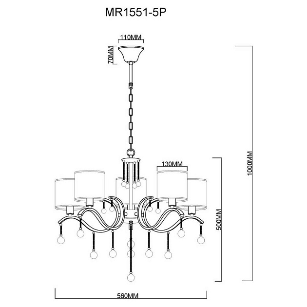 Подвесная люстра MyFar Dante MR1551-5P Фото № 2