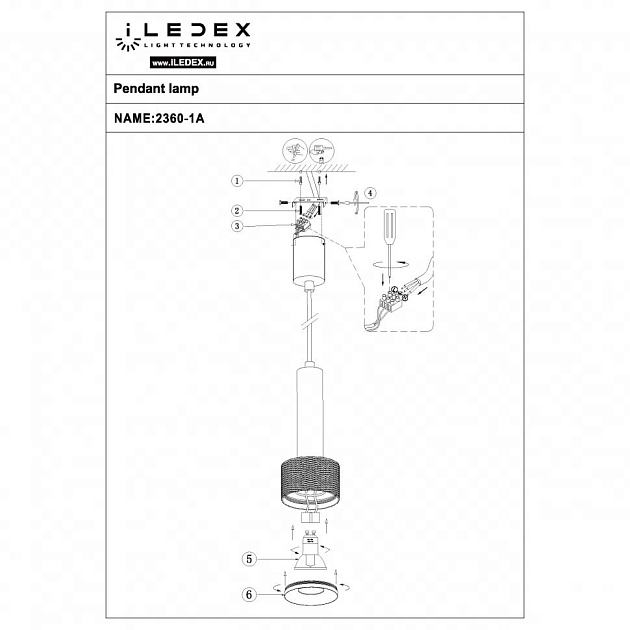 Подвесной светильник iLedex Delta 2362-1 BK+WH фото 2