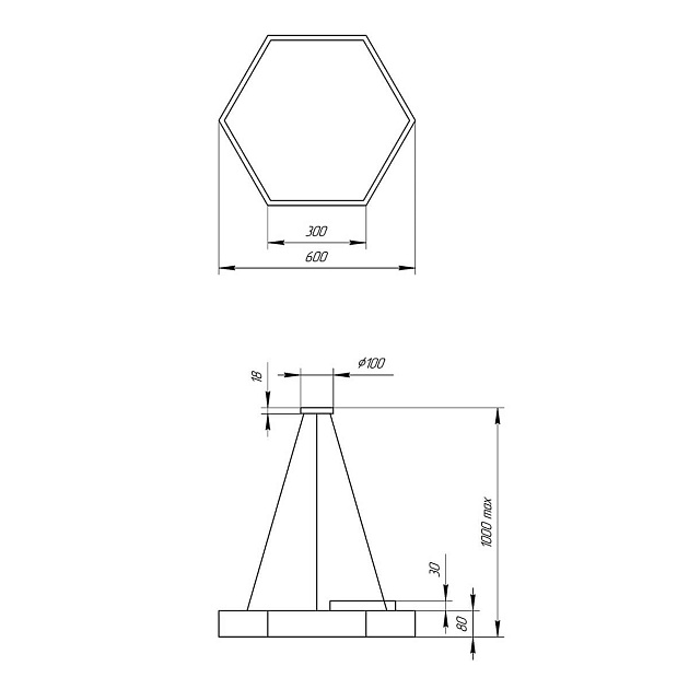 Подвесной светодиодный cветильник Geometria ЭРА Hexagon SPO-121-B-40K-038 38Вт 4000К черный Б0050551 фото 2