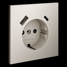 Накладка для розетки с заземлением и защитными шторками с USB A+C S70 (кашемир) Voltum VLS001003