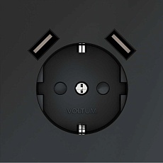 Розетка встраиваемая Voltum S70 с заземлением и защитными шторками, 16А, с USB, A+A, (графит) VLS040407