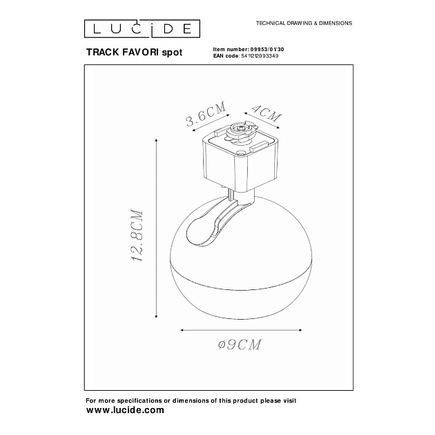 Трековый светильник Lucide FAVORI 09953/01/30 Фото № 2