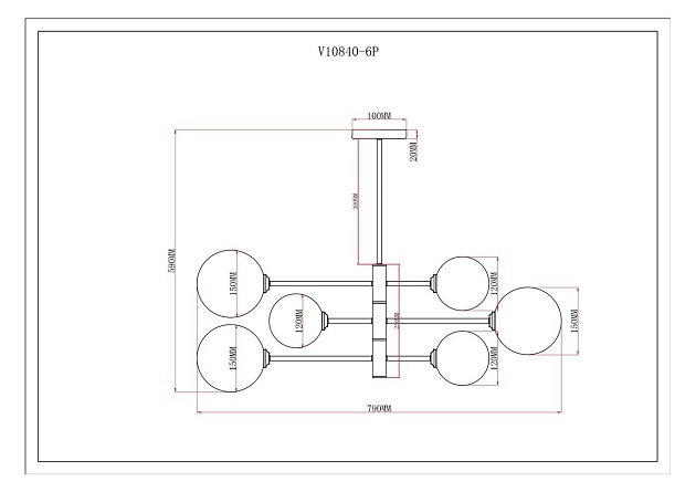 Подвесная люстра Moderli Molecule V10840-6P фото 2