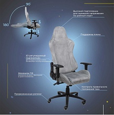 Игровое кресло AksHome Titan серый, ретро-велюр 83801 2
