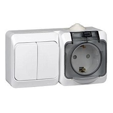 Блок розетка-выключатель Schneider Electric Этюд белый BPA16-242B