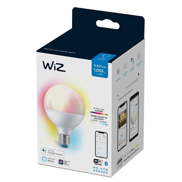 Лампа светодиодная диммируемая WiZ E27 11W RGB+CCT матовая Wi-Fi BLE 75WG95E27922-65RGB1PF/6 929002383902 фото 3