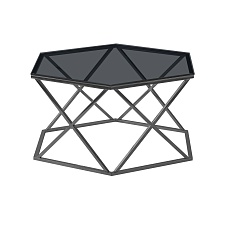 Журнальный стол Stool Group Круз 93*80 стекло черный/сталь тёмный хром УТ000036337