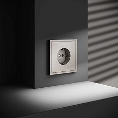 Розетка встраиваемая Voltum S70 с заземлением и защитными шторками, 16А, (кашемир) VLS040203 1