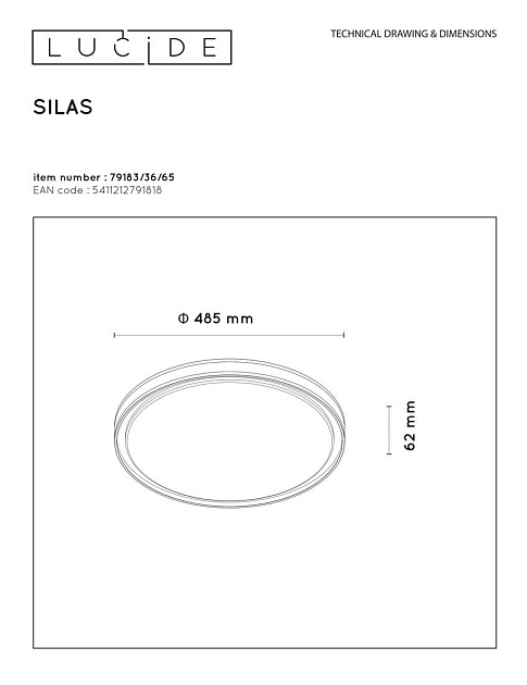 Потолочный светодиодный светильник Lucide Silas 79183/36/65 Фото № 2