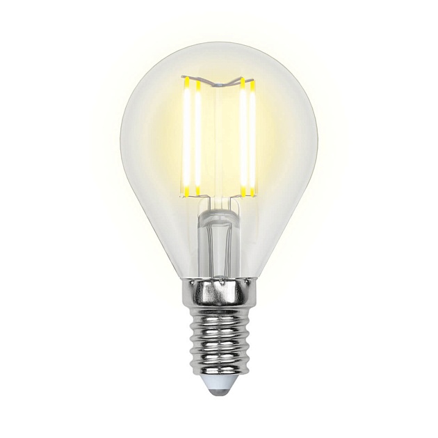 Лампа светодиодная филаментная Uniel E14 5W 3000K прозрачная LED-G45-5W/WW/E14/CL/MB GLM10TR UL-00002369 фото 
