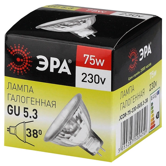 Лампа галогенная ЭРА GU5.3 75W 2700K прозрачная GU5.3-JCDR (MR16) -75W-230V-CL C0027366 фото 3