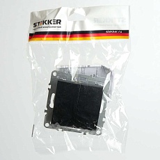 Выключатель двухклавишный Stekker Эрна черный PSW10-9104-03 49149 2