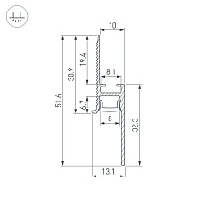 Профиль встраиваемый Arlight Plintus-Fantom-H20-2000 Anod 048685 1