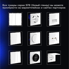 Выключатель с самовозвратом встраиваемый Voltum S70 двухклавишный 10А, (белый глянцевый) VLS020601 5