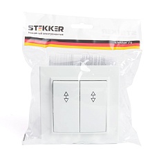 Переключатель двухклавишный Stekker Эрна белый PSW10-9005-01 39919 1
