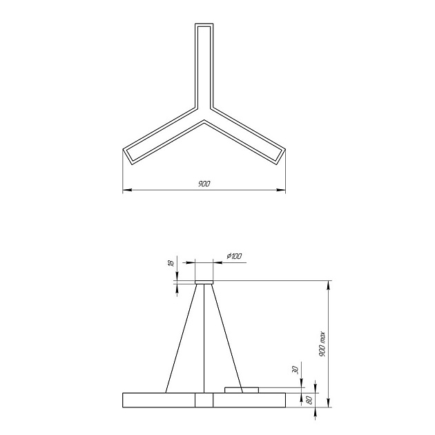 Подвесной светодиодный cветильник Geometria ЭРА Igrek SPO-143-B-40K-056 56Вт 4000К черный Б0050571 фото 2