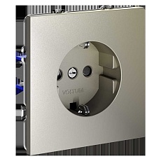 Розетка встраиваемая Voltum S70 с заземлением и защитными шторками, 16А, (шелк) VLS040204 1