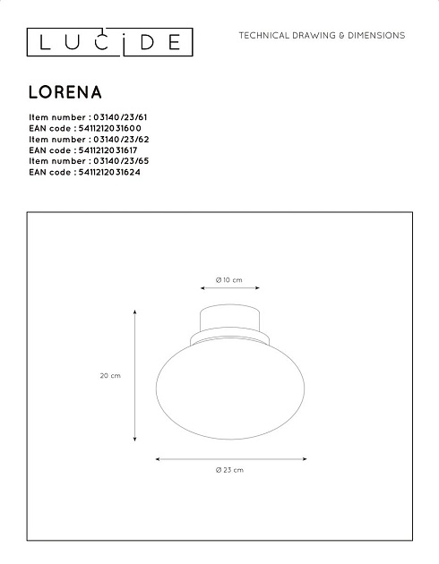 Потолочный светильник Lucide Lorena 03140/23/62 Фото № 2