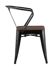 Барный стул Tolix Arm Wood черный глянцевый + темное дерево YD-H440AR-W LG-01 2