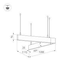 Подвесной светодиодный светильник Arlight ALT-LINEAIR-ANGLE-60-FLAT-UPDOWN-DIM-1290x1115-85W Warm3000 040637 1