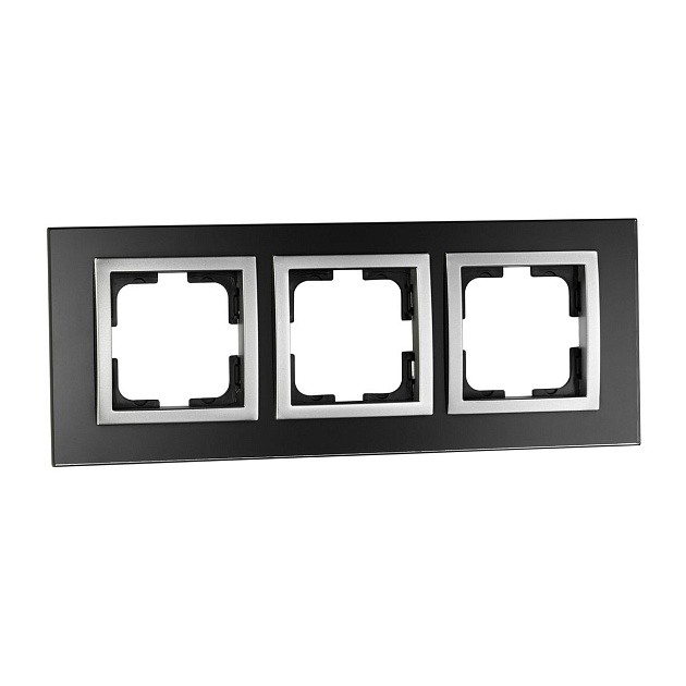 Рамка 3-постовая Mono Electric Style Glass чёрное стекло 107-720000-162 фото 