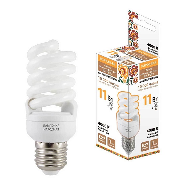 Лампа люминесцентная TDM Electric Народная E27 11W 4000K матовая SQ0347-0020 фото 