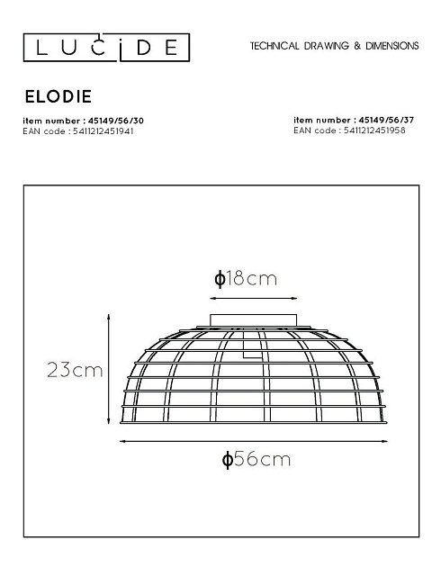 Потолочный светильник Lucide Elodie 45149/56/30 фото 2