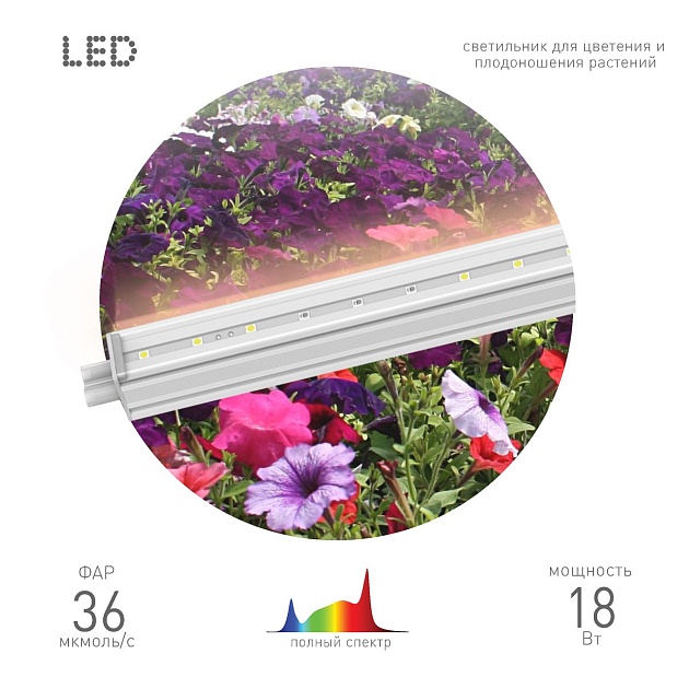 Подвесной светодиодный светильник для растений ЭРА Fito-18W-T5-Ra90 Б0049313 фото 2